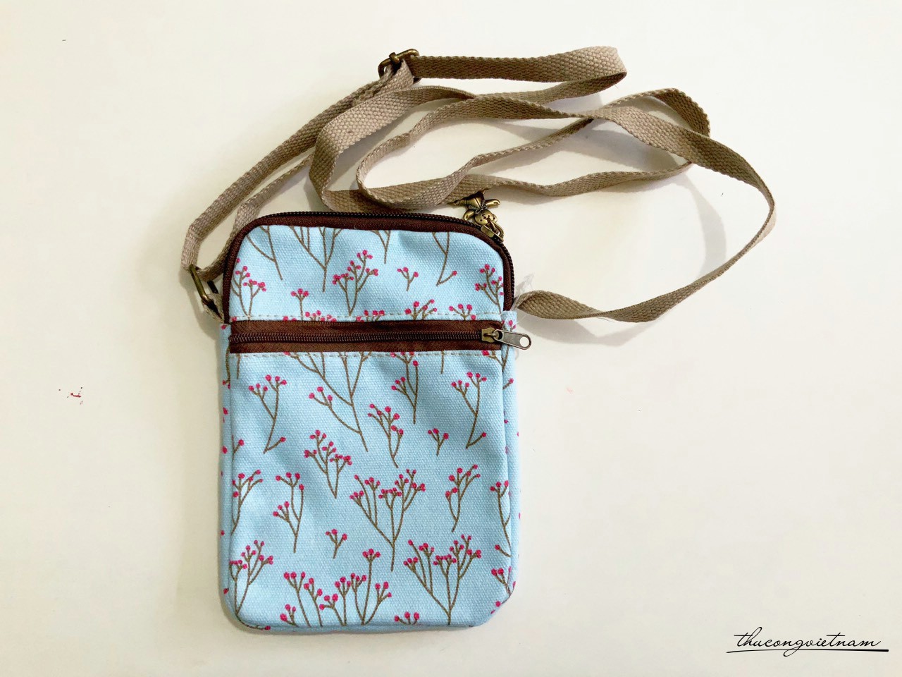 Túi handmade vải vintage 12*19*2cm- Cherry